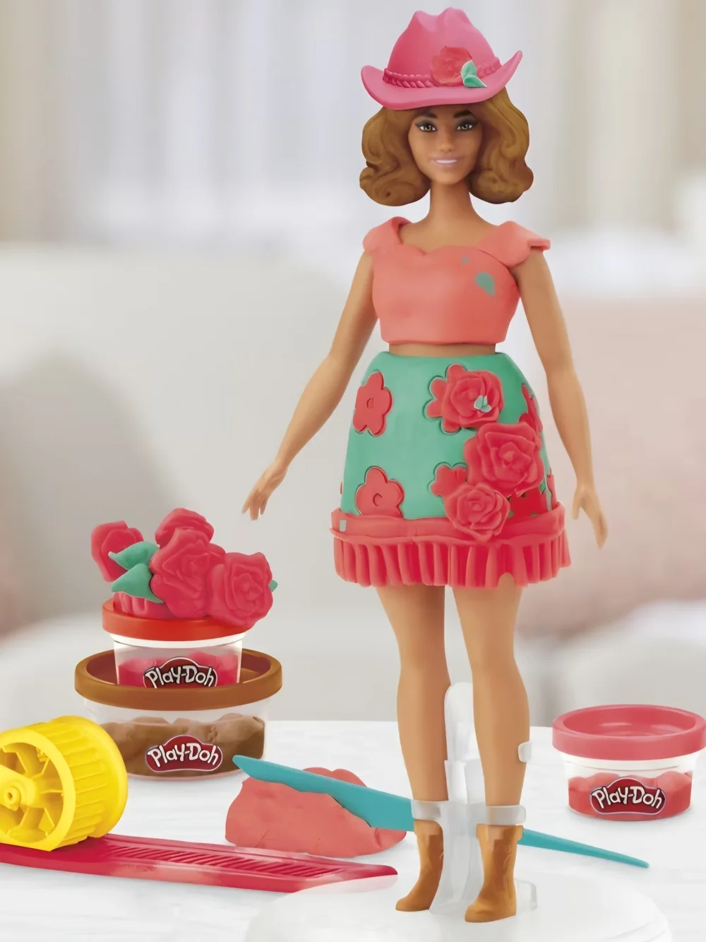Barbie Play-Doh Fashion Maker Doll Set Pink Green Red